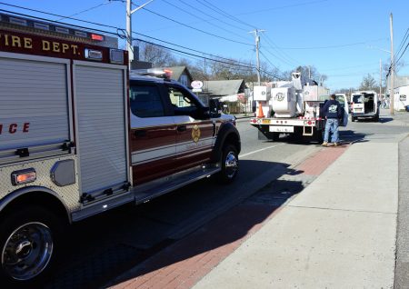 American flag installation on Montauk Hwy - 01