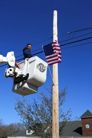 American flag installation on Montauk Hwy - 07