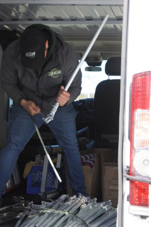 American flag installation on Montauk Hwy - 08