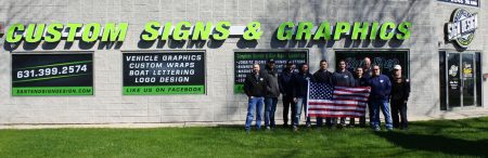 American flag installation on Montauk Hwy - 09